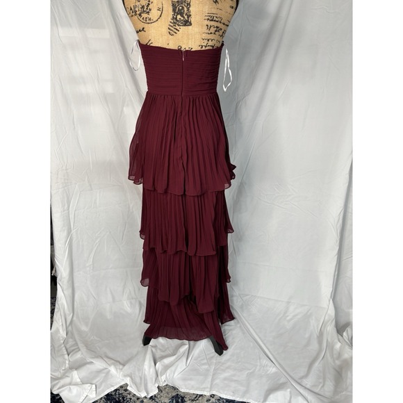 Lulus Burgundy Strapless Tiered Maxi Dress Size M New With Tags - Picture 5 of 9